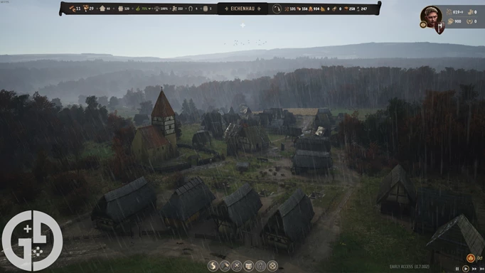 Image of a town in Manor Lords