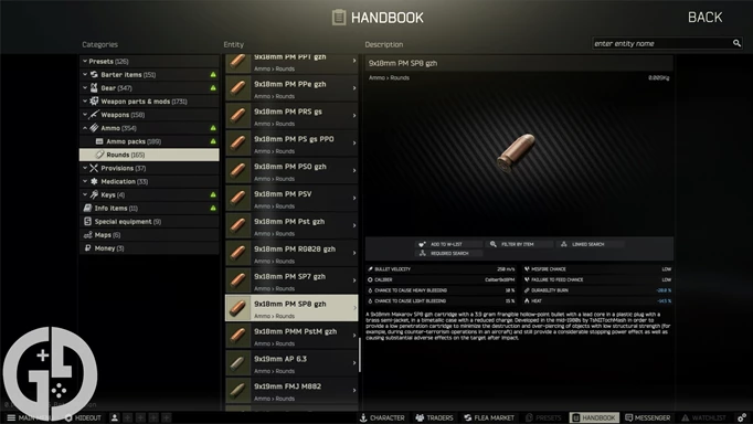 Image of 9x19mm PM SP8 ammo in Escape from Tarkov