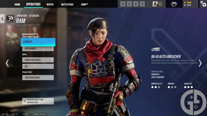 The Operator customization screen in Rainbow Six Siege