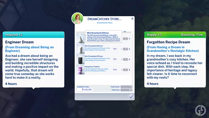 Image of elements from the Dreams & Nightmares mod, one of the best in The Sims 4