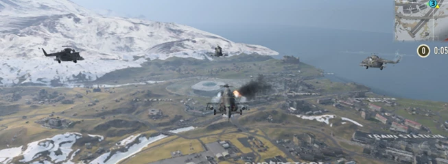 Helicopters Flying Into The Start Of A Warzone Mobile Game