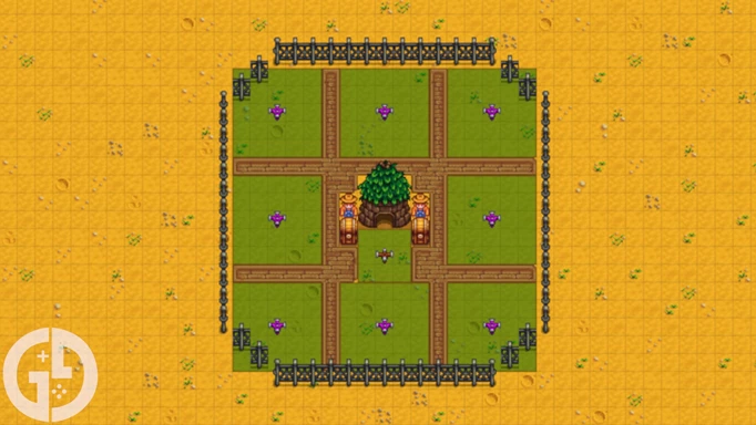 Image of a Junimo Iridium Sprinkler layout for your farm in Stardew Valley