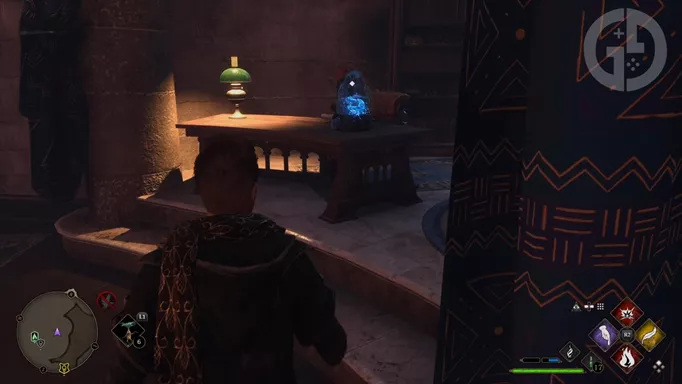 The Demiguise statue location in the Divination classroom in Hogwarts Legacy