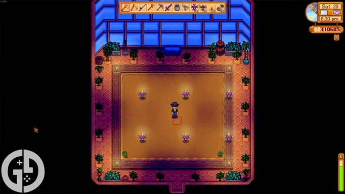Image of the Greenhouse fruit tree layout in Stardew Valley