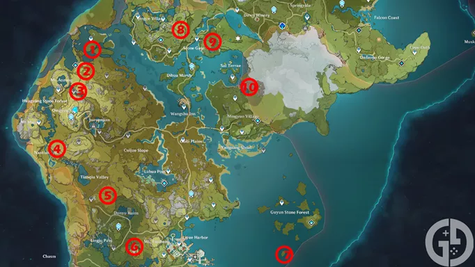 All Liyue Shrine of Depths map locations in Genshin Impact