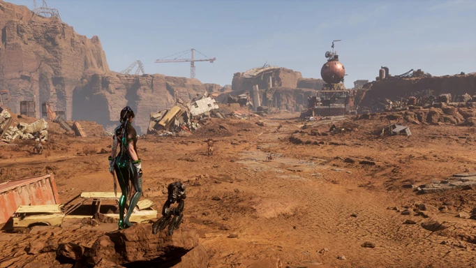 EVE staring out into the Wasteland in Stellar Blade