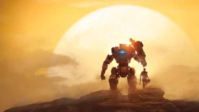 Titanfall 2 robot against the sunset