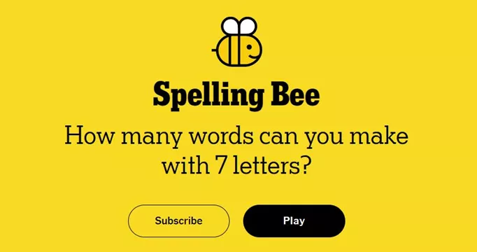 screenshot showing the spelling bee splash art from the nyt
