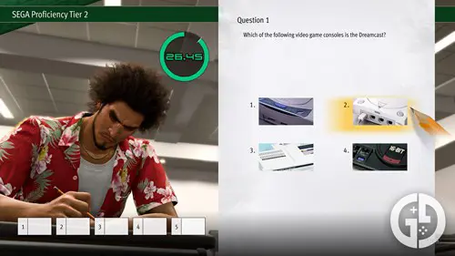 The Dreamcast question in Like a Dragon Infinite Wealth vocational test