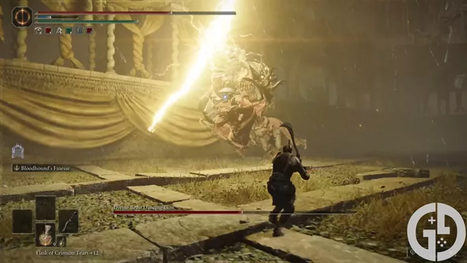 Image of the Divine Beast Dancing Lion lightning projectile attack in Elden Ring Shadow of the Erdtree