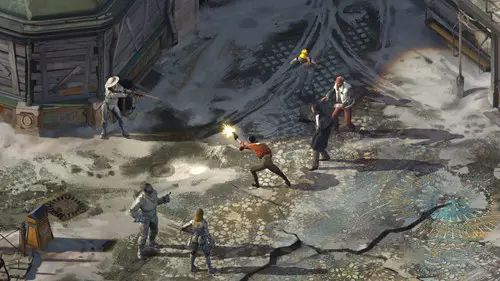 a gun fight in Disco Elysium