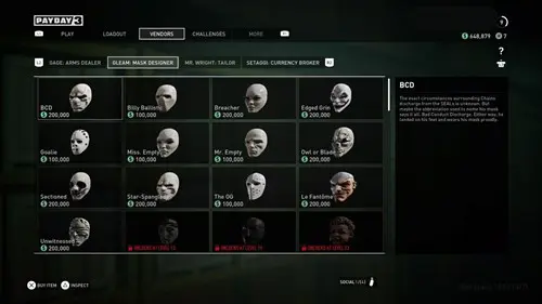 A selection of masks you can unlock in PAYDAY 3