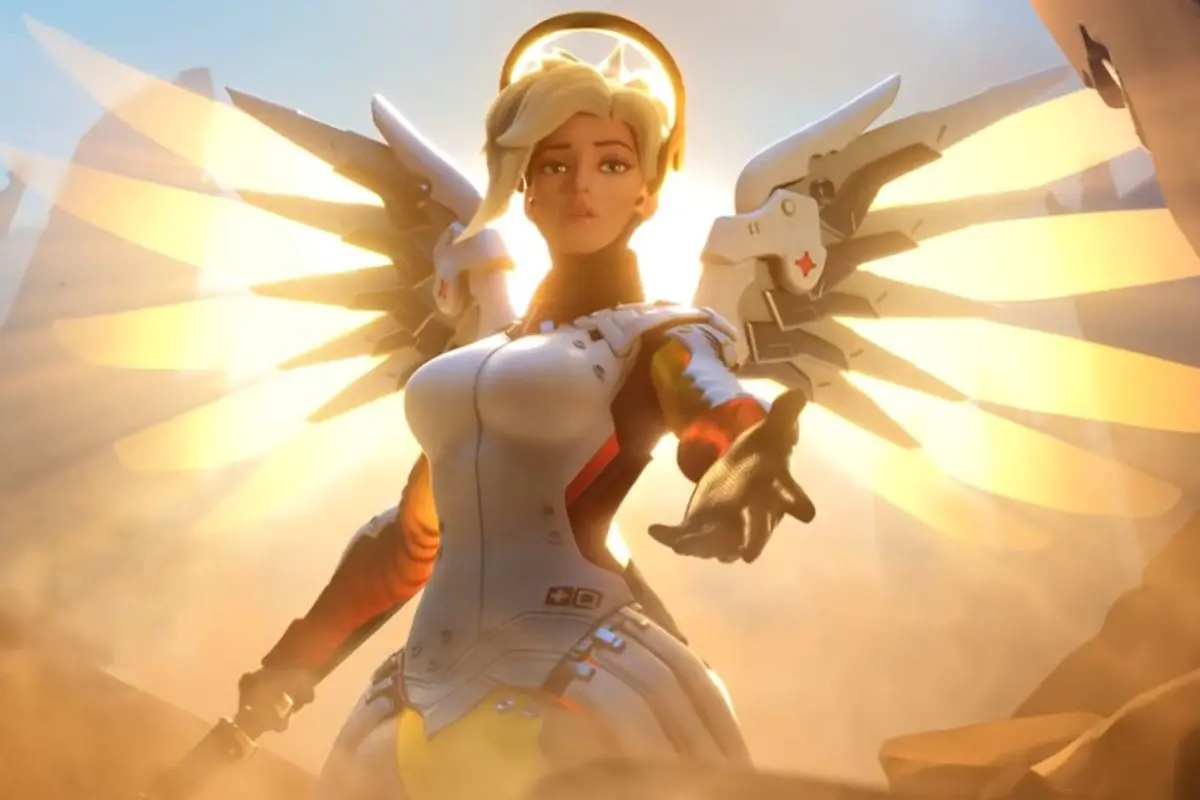 Mercy flying in Overwatch 2