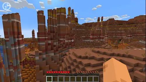 A desert mountain in Minecraft