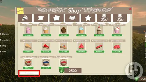 The In The Hills store with the codes text box highlighted