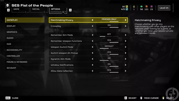 image of the options menu showing how to make a private lobby in Helldivers 2