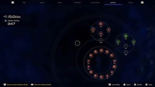 Image of the ability wheel with ability points in Final Fantasy 16