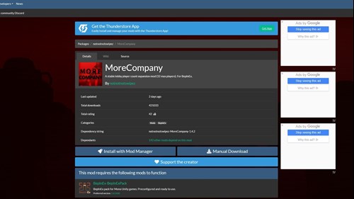 MoreCompany on the Thuderstore