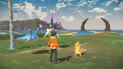 Pokemon Legends Arceus The Seas Legend: gathering the Pokemon at the coast