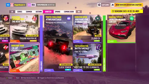 The Forza Horizon 5 Horizon Tour in the menus.