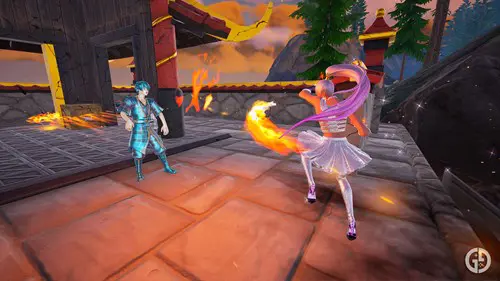 Ariana Grande killing Zuko with the Firebending Mythic in Fortnite