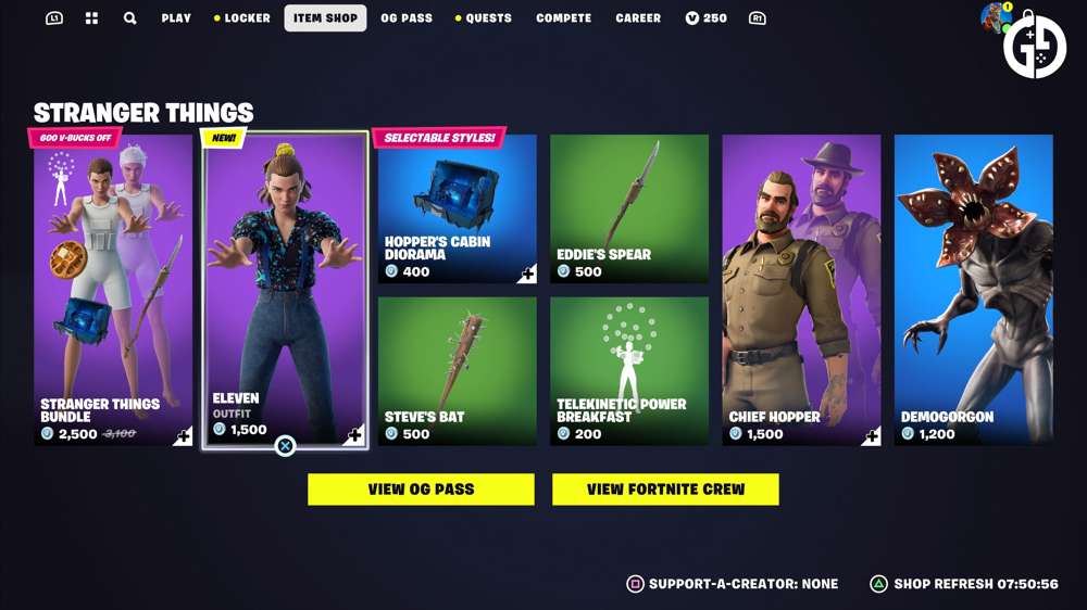 All Stranger Things skins in Fortnite including Demogorgon & Eleven