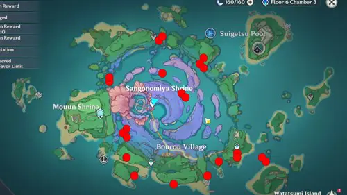 Specter locations on Watatsumi Island, Genshin Impact