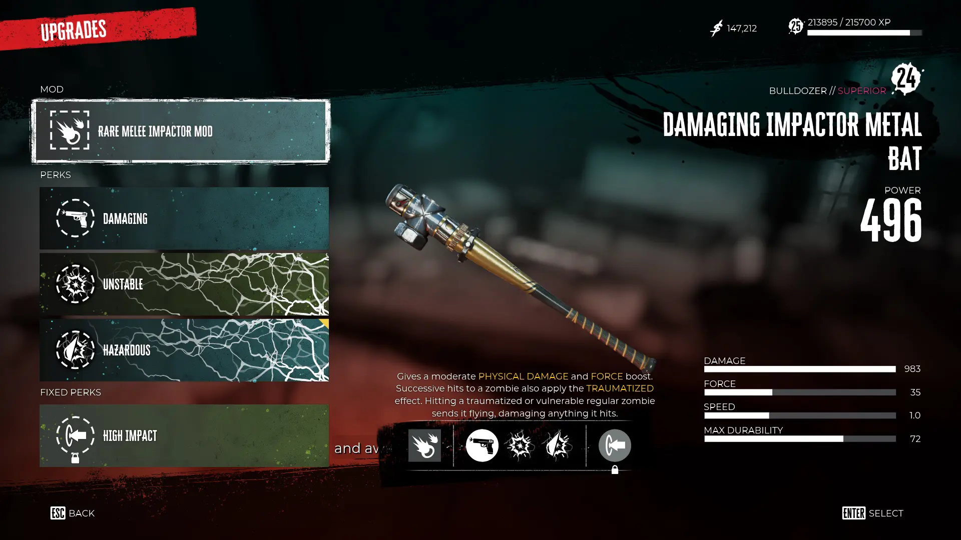 an image of a Dead Island 2 baseball bat with a weapon mod