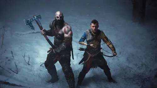 Image of Kratos and Atreus in God of War Ragnarok