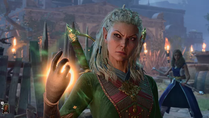 A female character wielding magic in Baldur's Gate 3