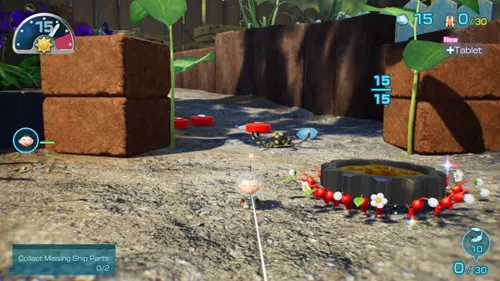 The Pikmin carry a gear, one of the many ship parts in Pikmin 4's Olimar's Shipwreck Tale