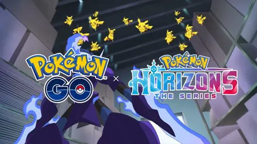 A screenshot from the Pokemon GO x Pokemon Horizons: The Series Celebration Event trailer