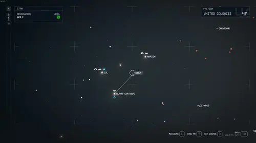 an image of the Wolf system in Starfield on the galaxy map