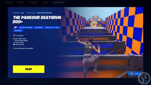 parkour death run Fortnite XP map