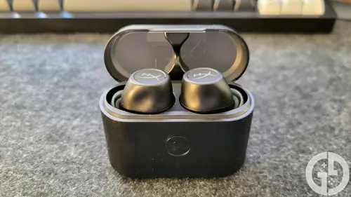 Image of the HyperX Cirro Buds Pro in their case with the lid open