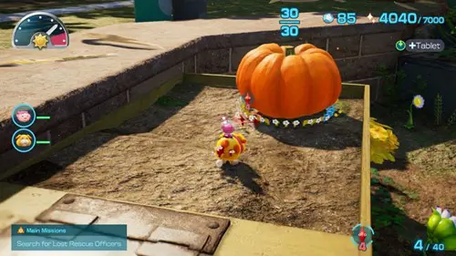 Pikmin carrying a Pumpkin in Pikmin 4.