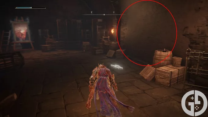 Image of the illusory wall next to the painting in the Shadow Keep in Elden Ring Shadow of the Erdtree