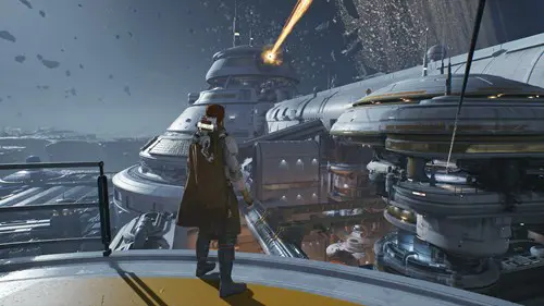 Cal Kestis on a space station in Star Wars Jedi: Survivor