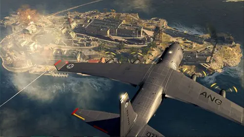 A plane flying over Rebirth Island