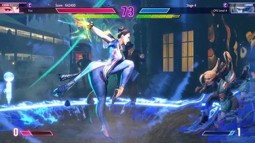 Chun-Li using a super art on Cammy in Street Fighter 6