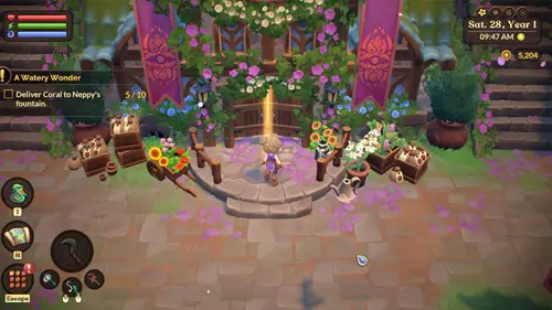 Screenshot of the Town Hall, where the Petal Bloom Festival in Fae Farm takes place