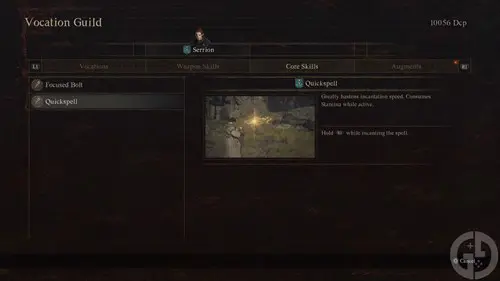 The Quickspell Core Skill for the Mage in Dragon's Dogma 2