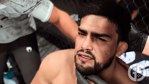 Kelvin Gastelum getting checked for injuries in UFC 5