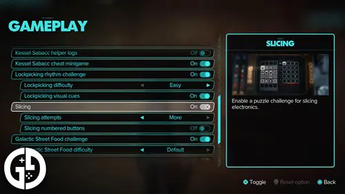 Slicing settings in Star Wars Outlaws