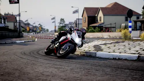 A bike turning around a tight corner