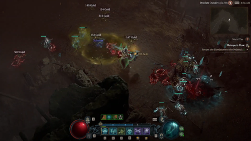 Fighting enemies in Betrayer's Row in Diablo 4