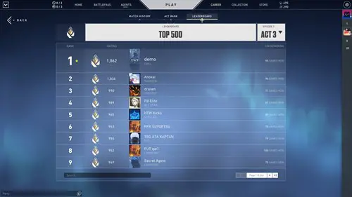 Valorant ranks leaderboard