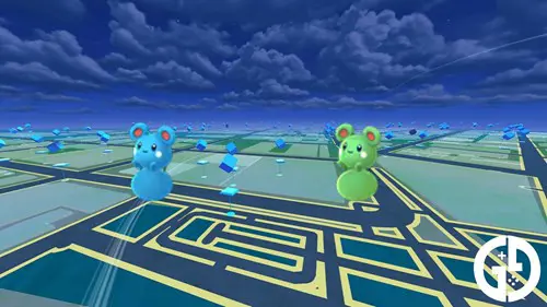 The Azurill and shiny Azurill sprites in Pokemon GO which you might spot on Hatch Day