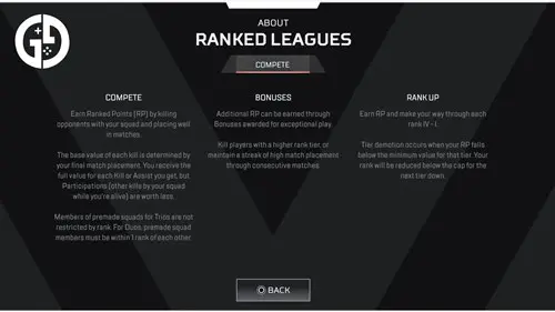 Apex Ranked points screen