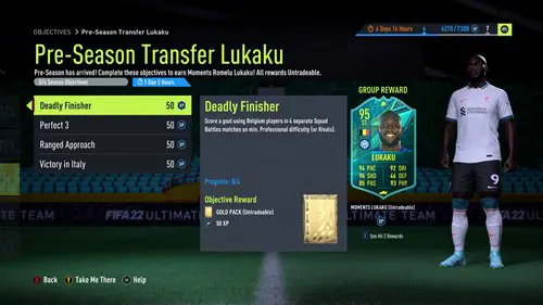 FIFA 22 Pre Season Transfer Lukaku objectives